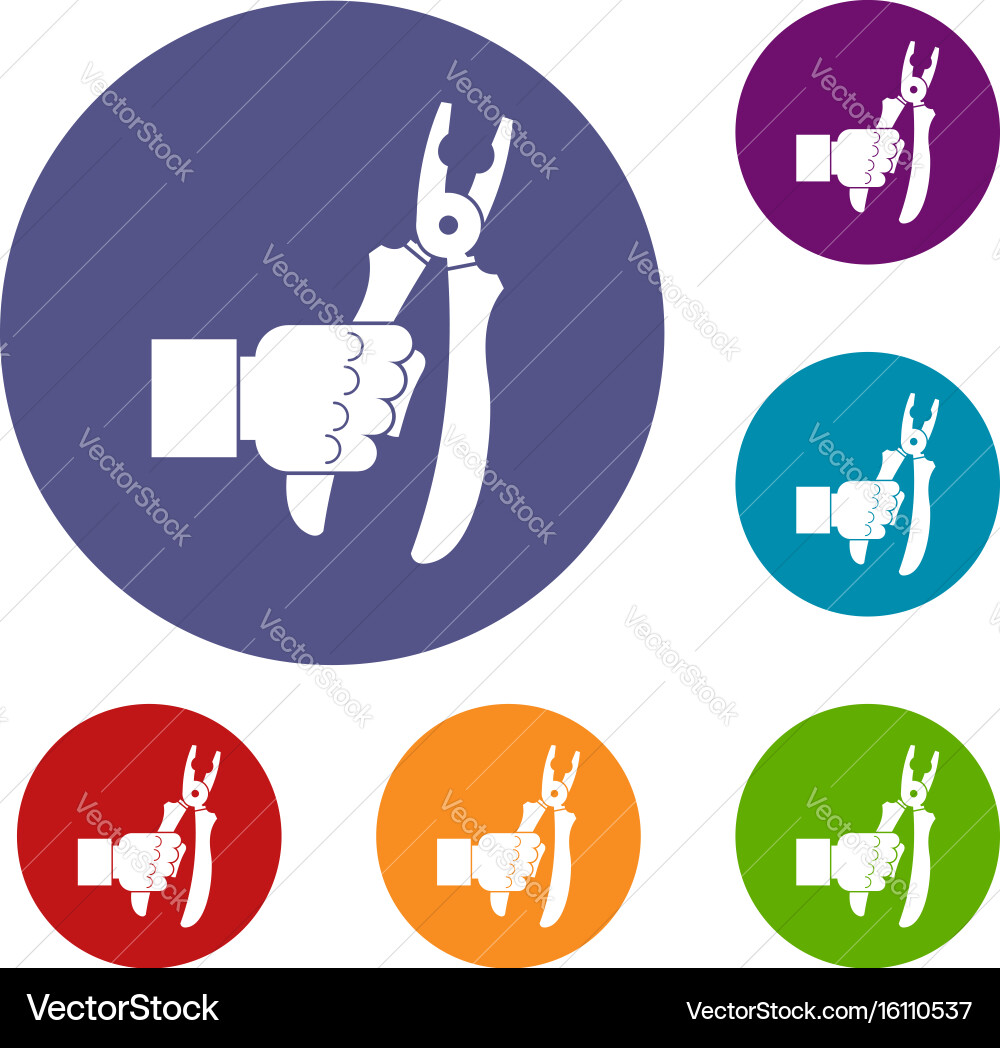 Hand holding chisel icons set Vector Image