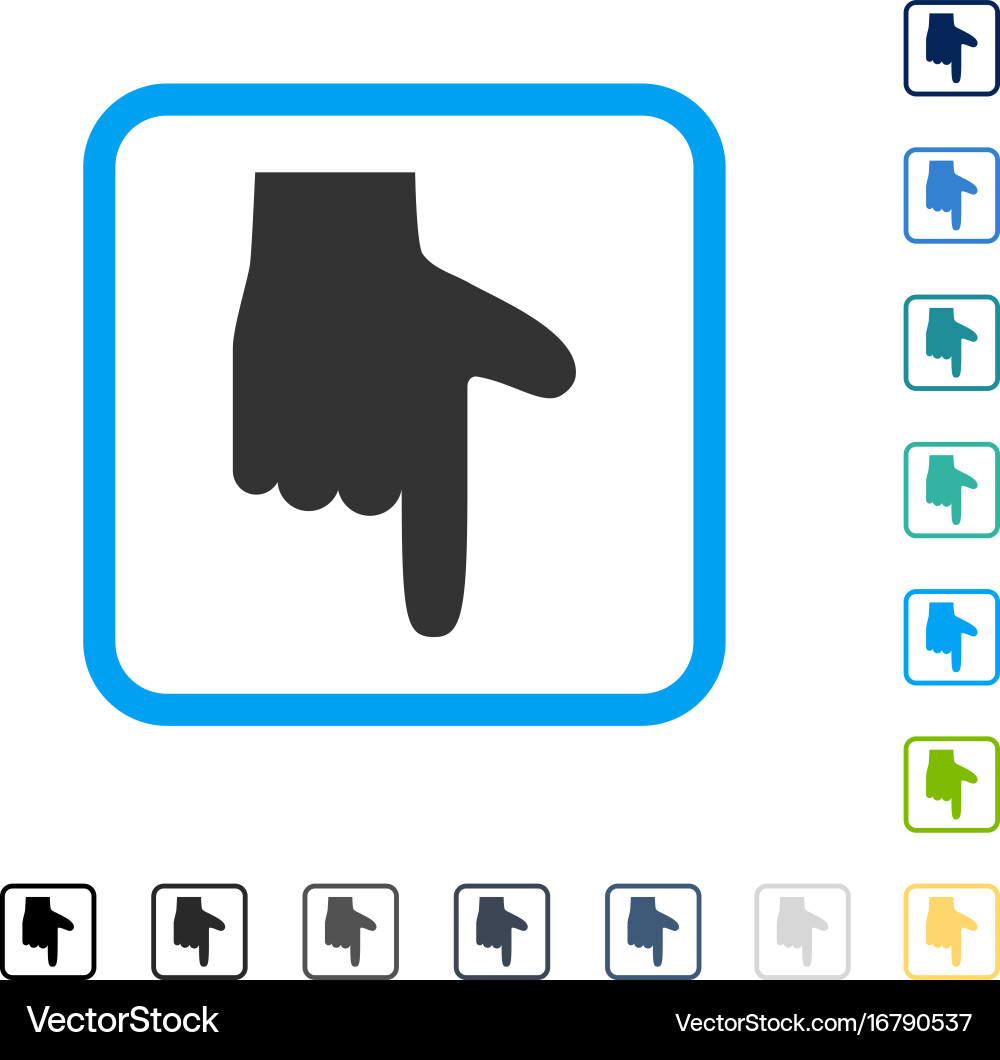 Hand pointer down framed icon vector image