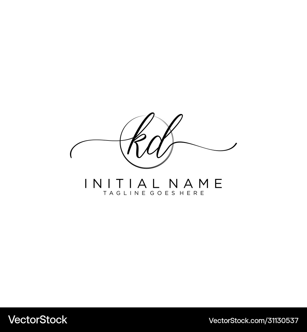 Kd initial handwriting logo with circle template Kd initial handwriting logo with circle template vector image