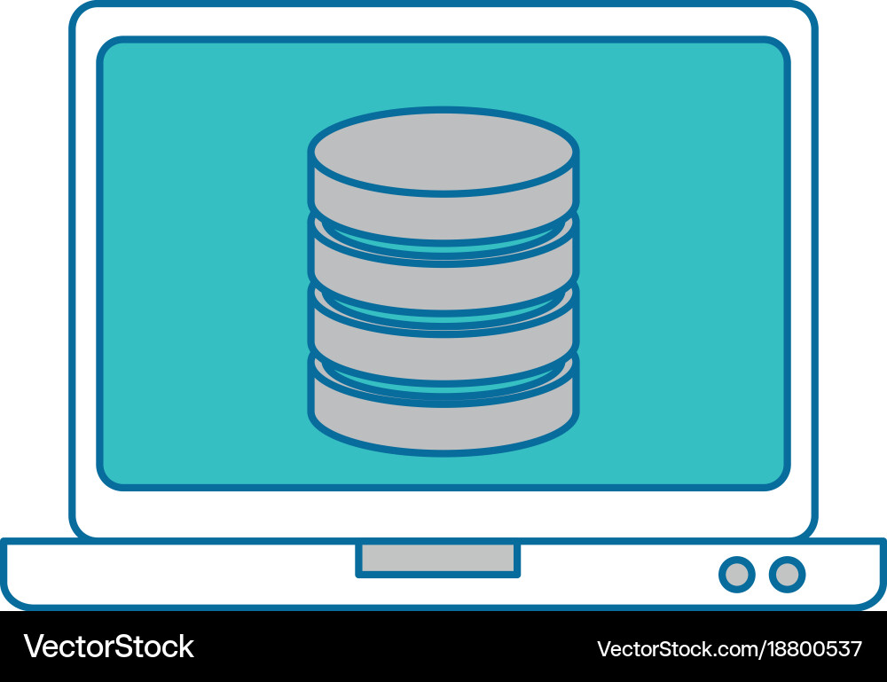 Laptop computer with data disk vector image