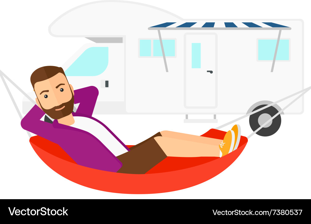 Man lying in hammock vector image