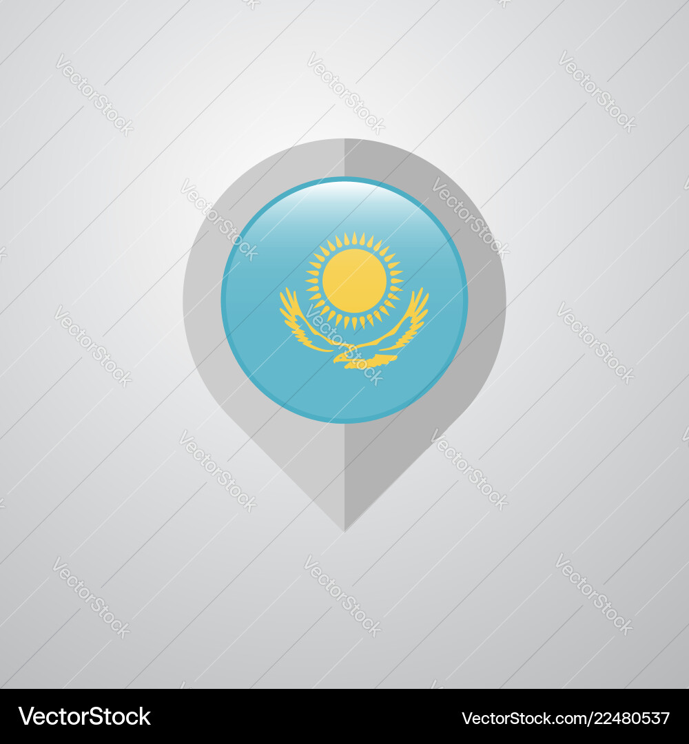 Map navigation pointer with kazakhstan flag design vector image