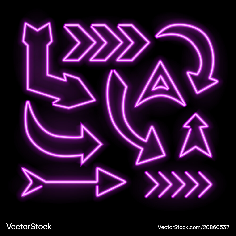 Neon Arrow Pointer Set - Retro Glow vector image