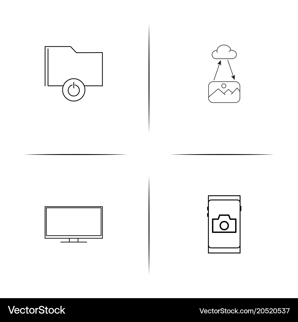 Network and database simple linear icons set Vector Image