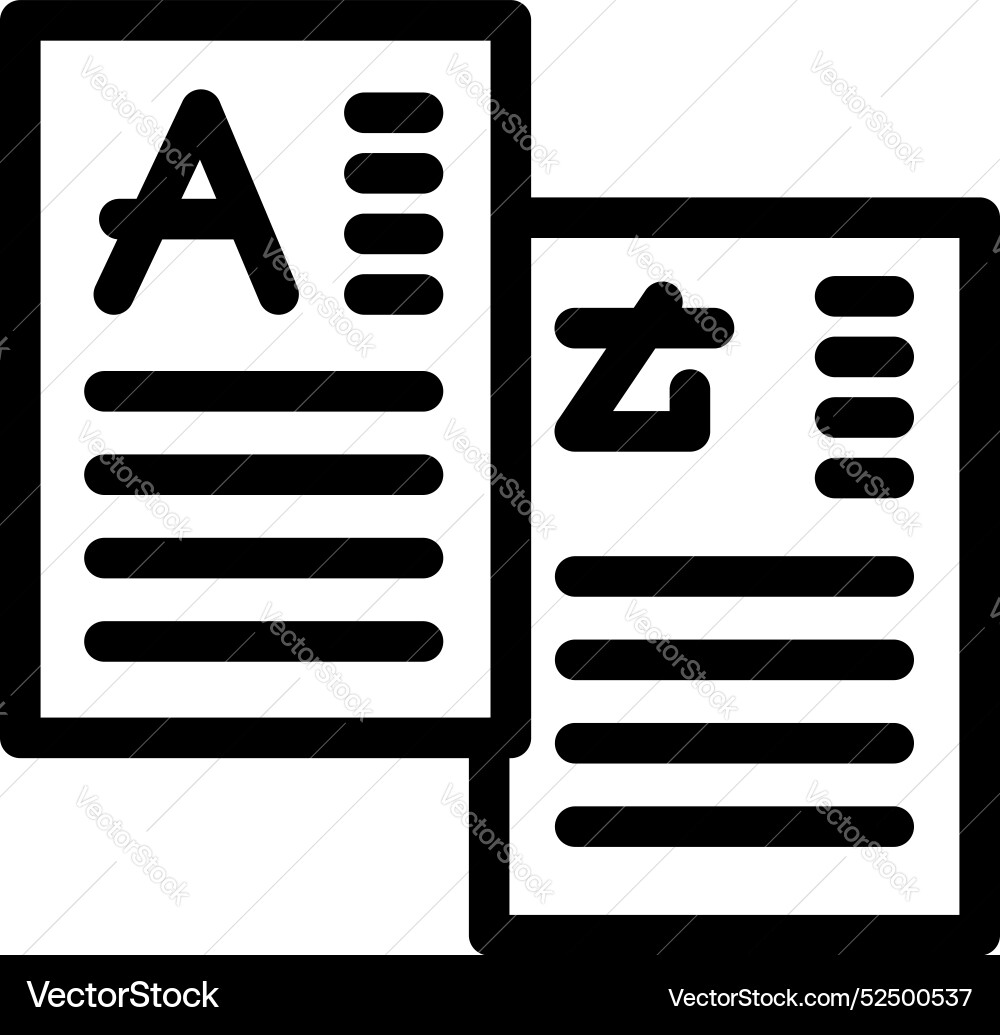 Online translator translating document from a to z Vector Image