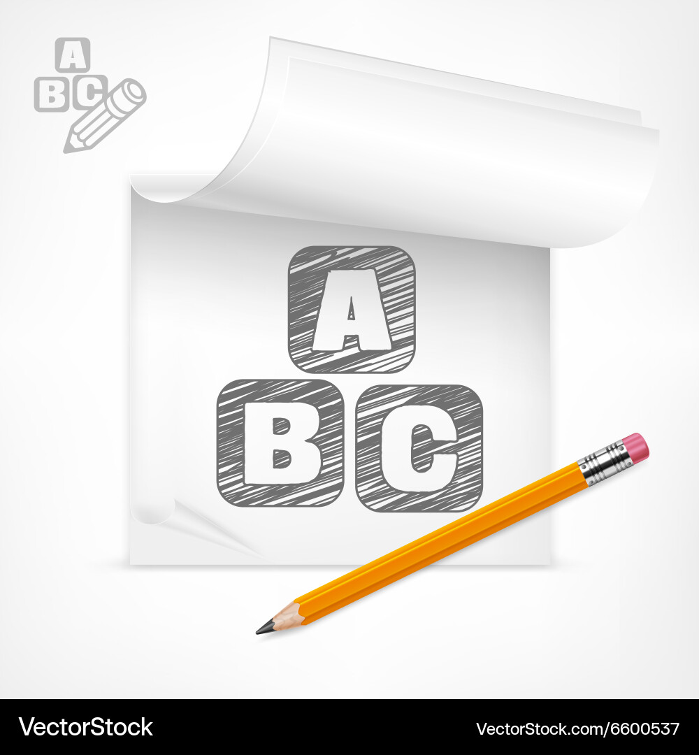 Pencil and letters in notepad vector image