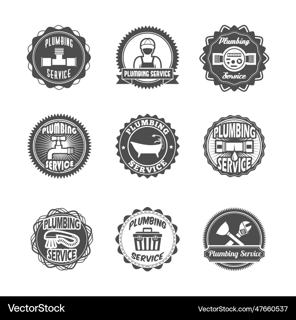 Plumbing service labels Royalty Free Vector Image