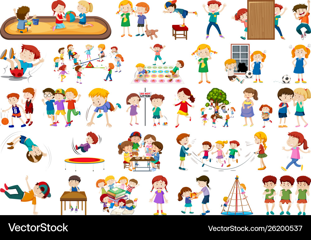 Set children at playground Royalty Free Vector Image