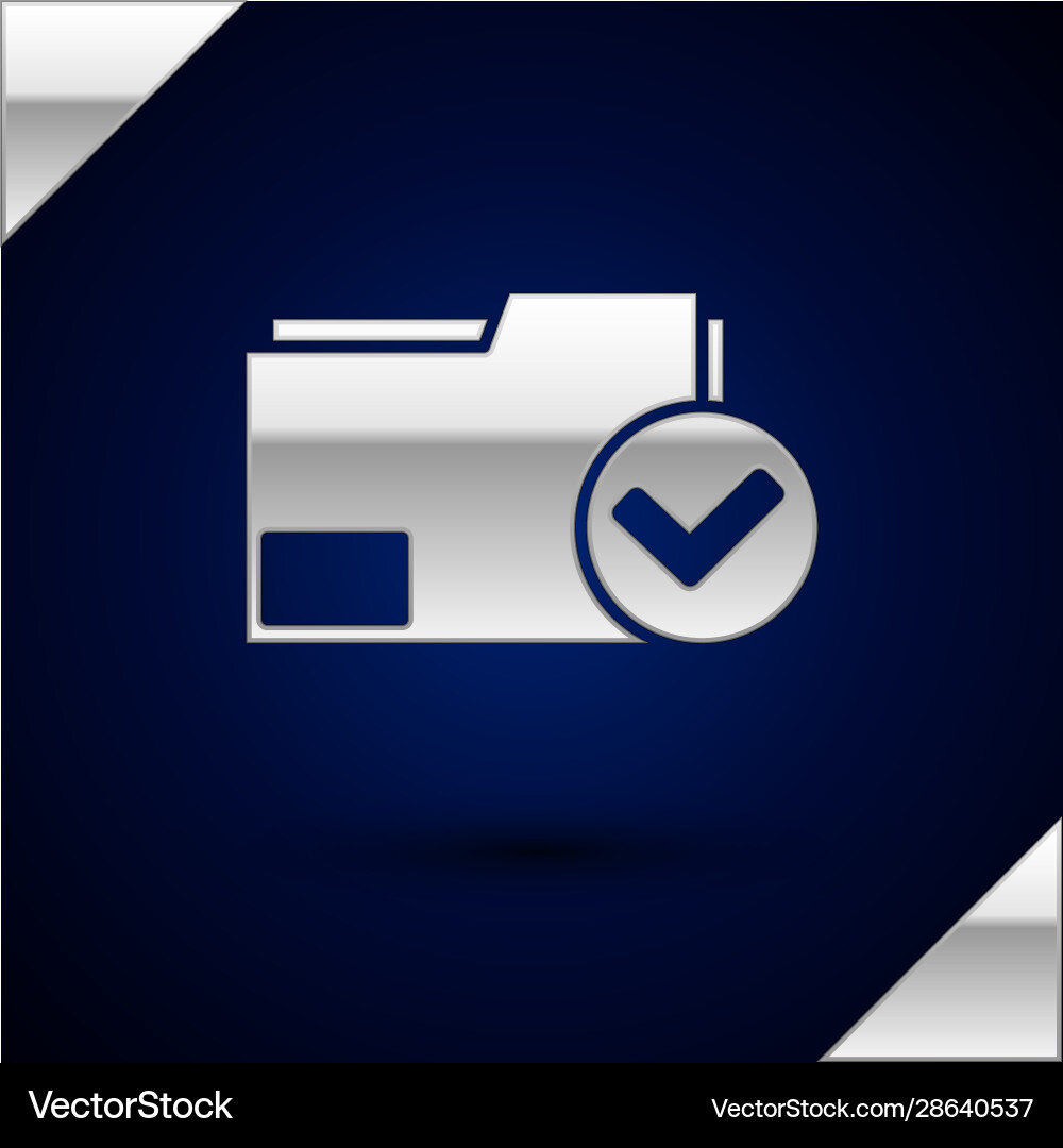 Silver document folder and check mark icon Silver document folder and check mark icon vector image