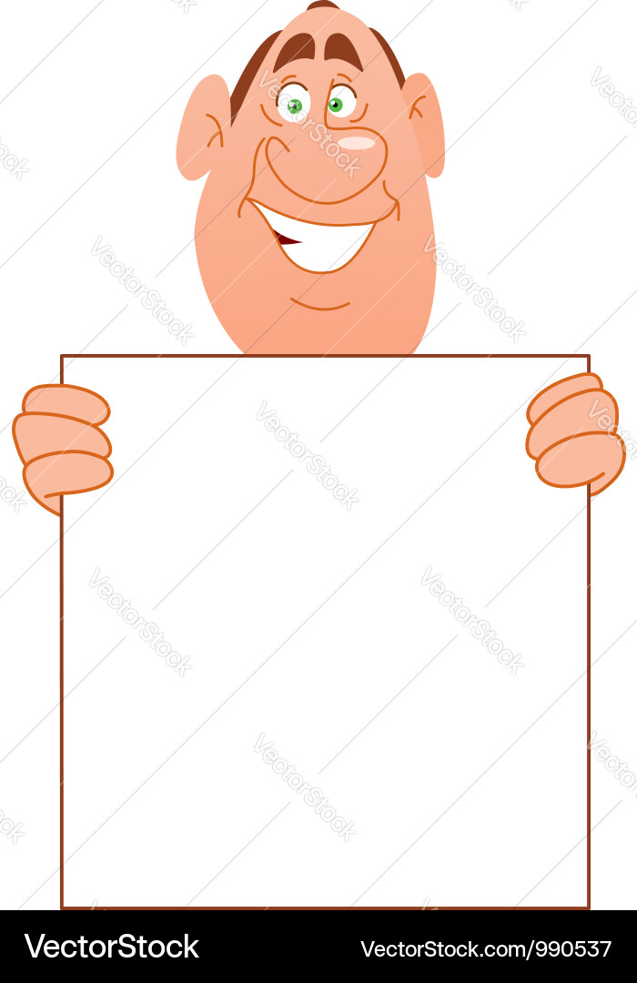 Smiling Man with Sign Vector Image