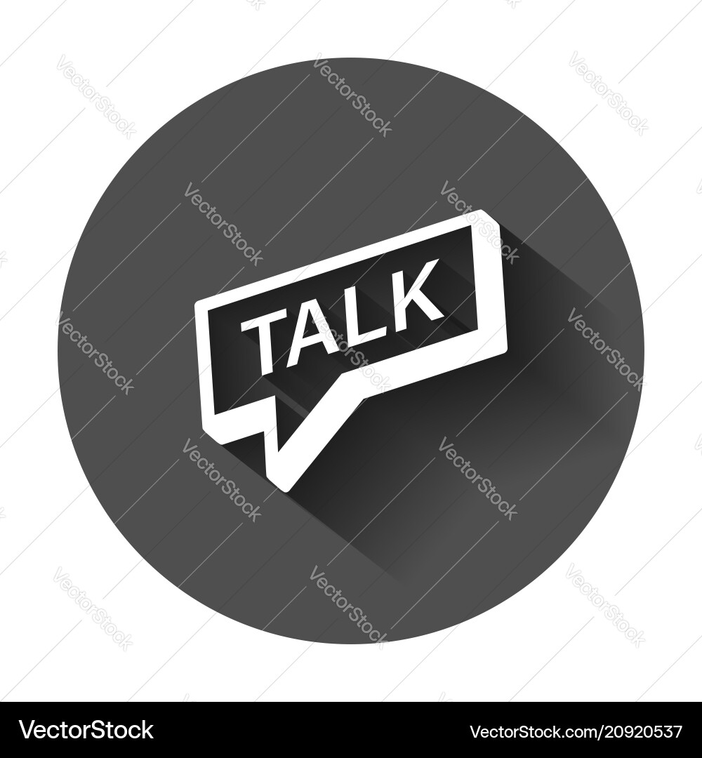 Talk icon in flat style speech bubble with long vector image