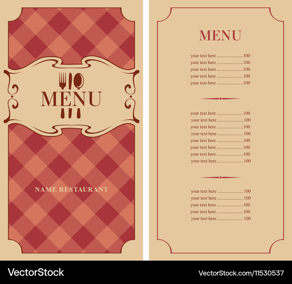 Template menu with price vector image