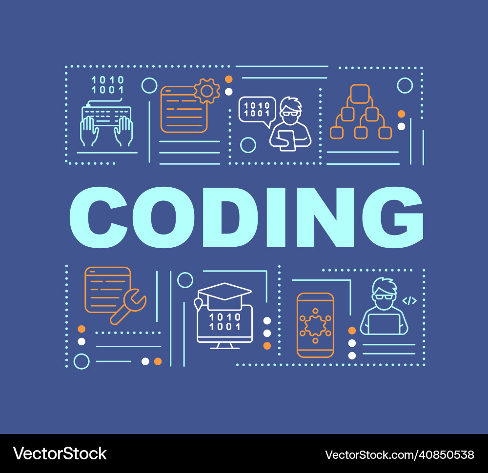 Coding word concepts navy banner Coding word concepts navy banner vector image
