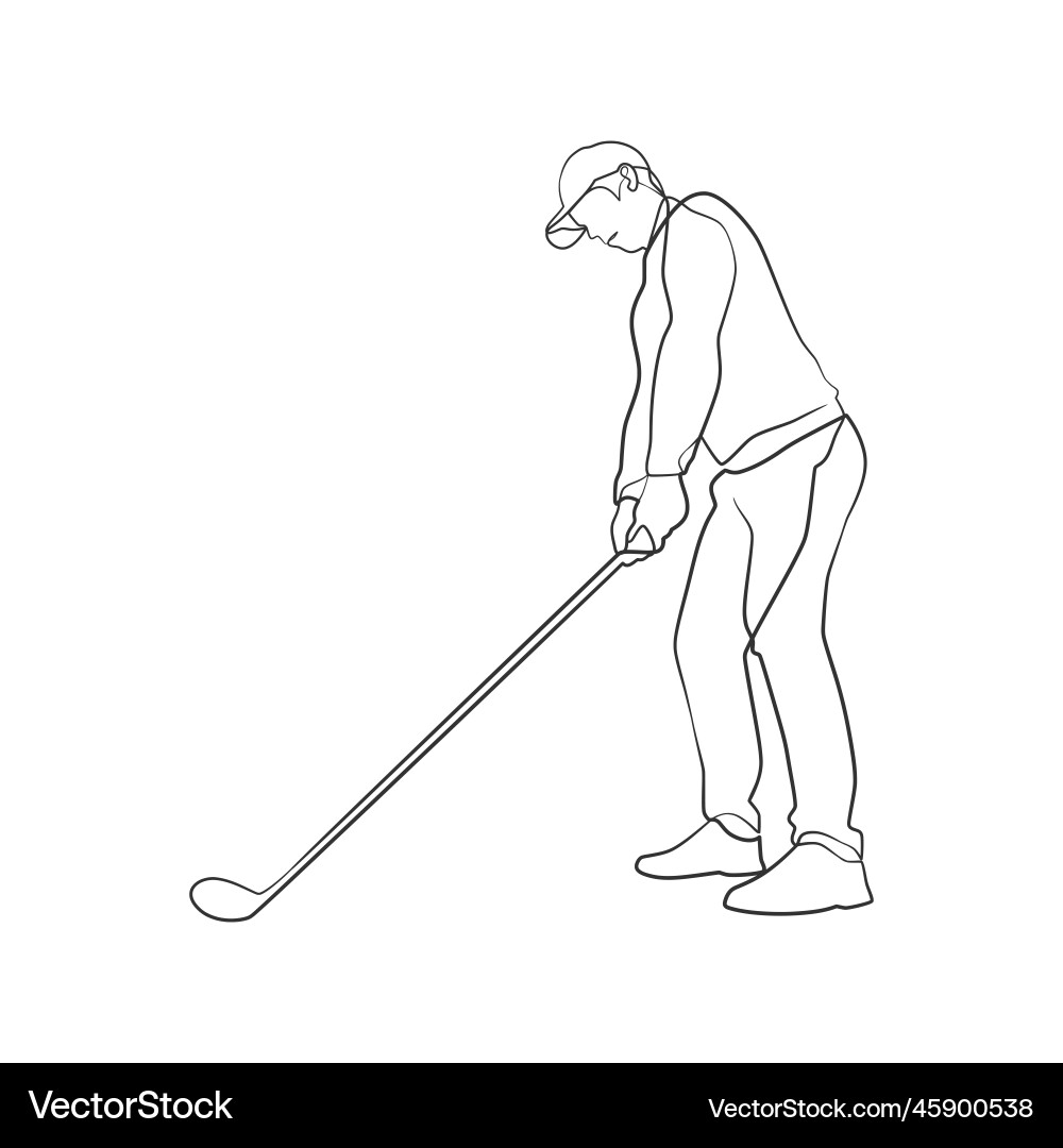 Continuous line drawing of golfer Continuous line drawing of golfer Vector Image