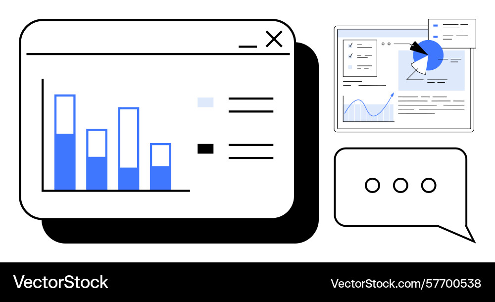 Data analysis dashboard with charts graphs Vector Image