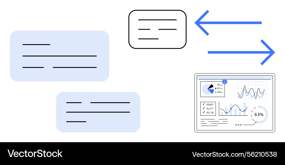 Data exchange and communication with dashboard Data exchange and communication with dashboard vector image