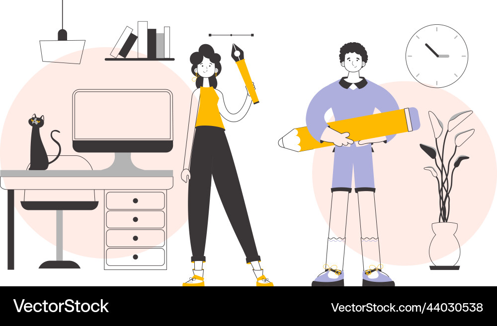 Design team linear style Design team linear style vector image