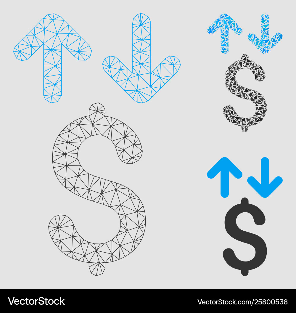 Dollar transactions mesh wire frame model Dollar transactions mesh wire frame model vector image