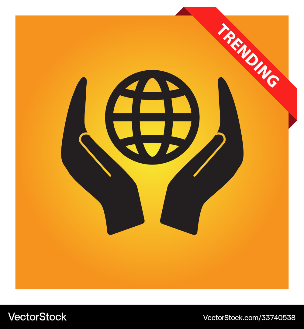 Globe in hand icon for web and mobile vector image
