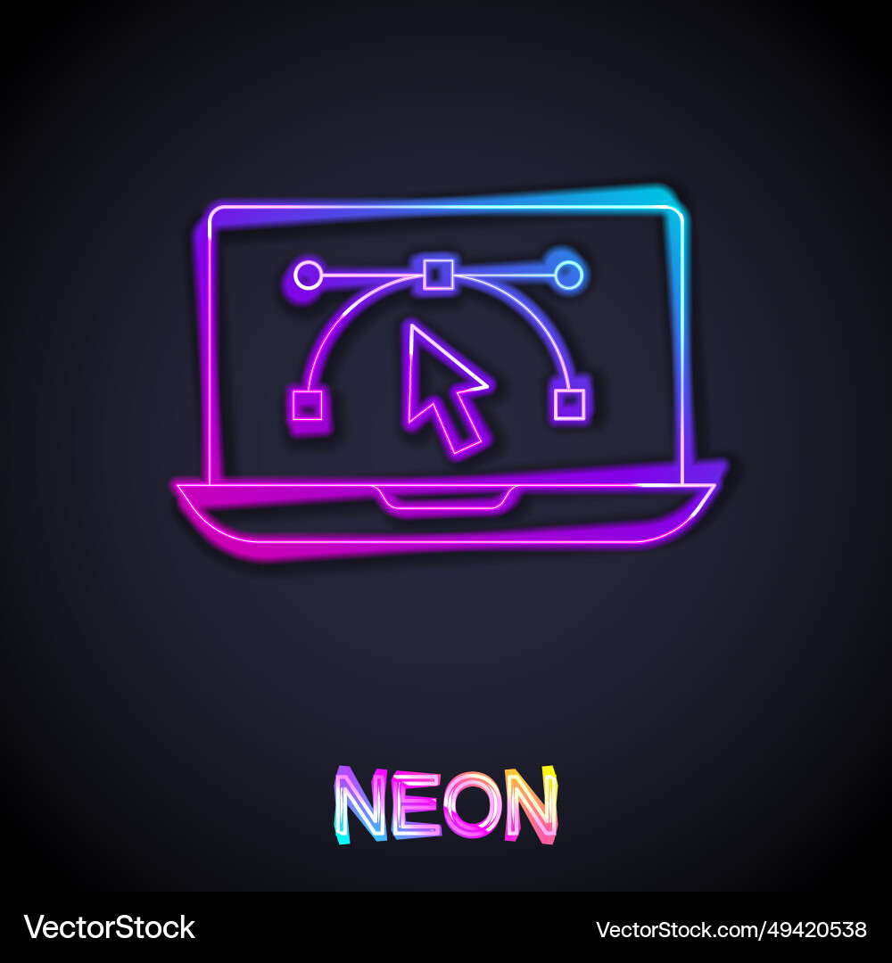 Glowing neon line computer display with design Glowing neon line computer display with design vector image