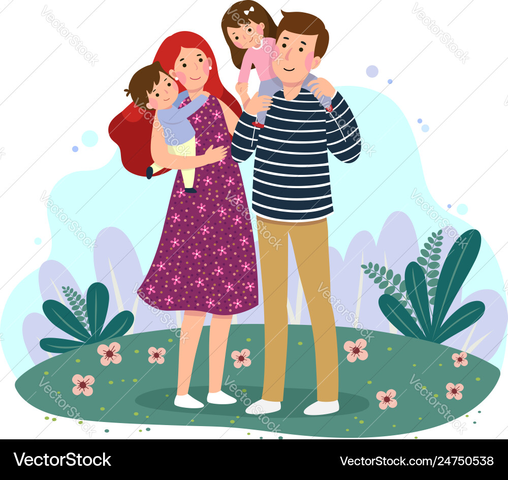 Happy family having fun together in park Happy family having fun together in park vector image