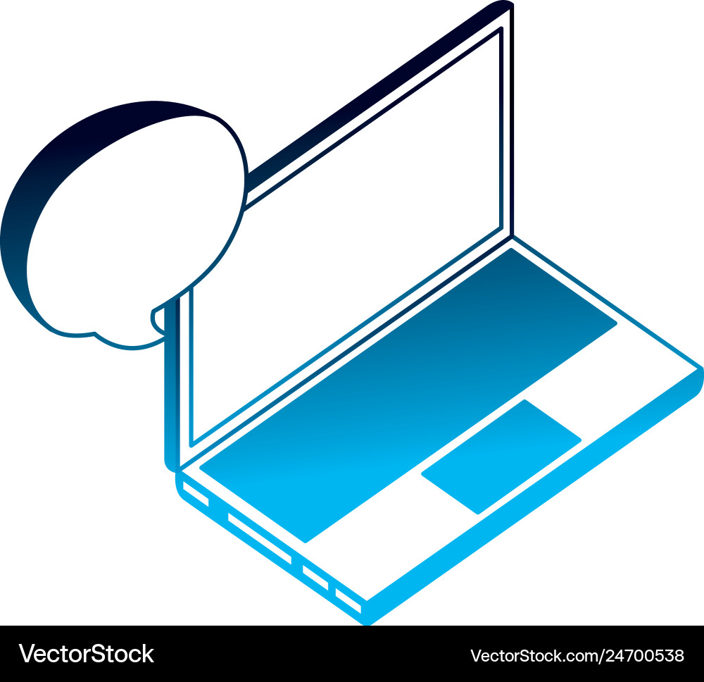 Laptop computer digital device speech bubble Vector Image