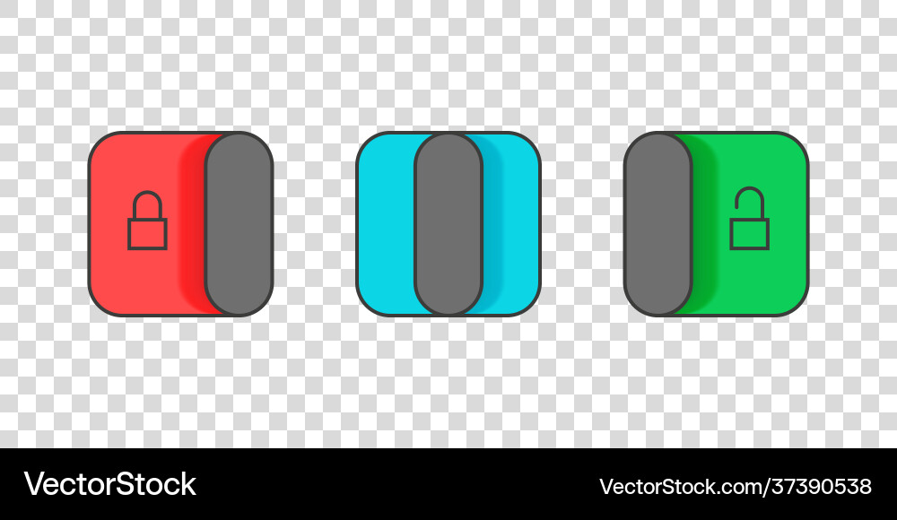 Lock or unlock buttons on and off toggle switch Lock or unlock buttons on and off toggle switch vector image