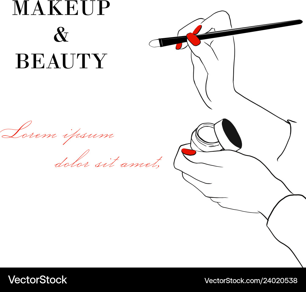 Make-up und Beauty-Banner Frauen Hand mit Make-up und Beauty-Banner Frauen Hand mit vektorbild