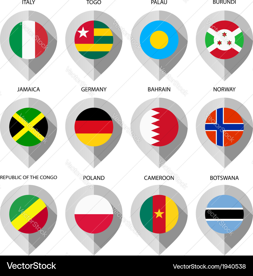 Marker from paper with flag for map - set seventh vector image