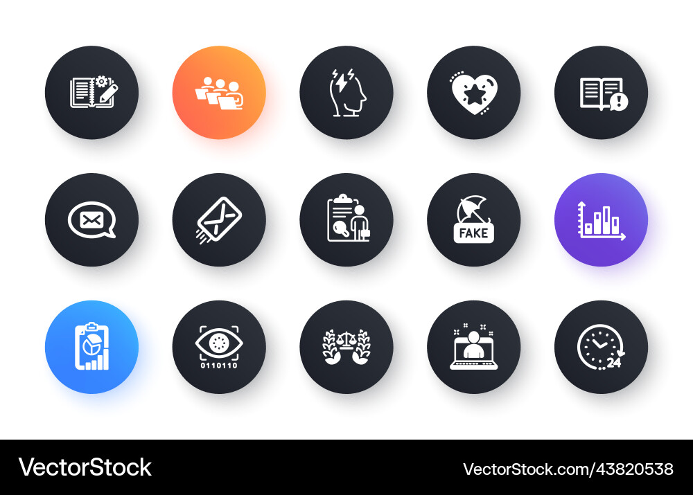 Minimal set of teamwork inspect and e-mail flat Minimal set of teamwork inspect and e-mail flat Vector Image
