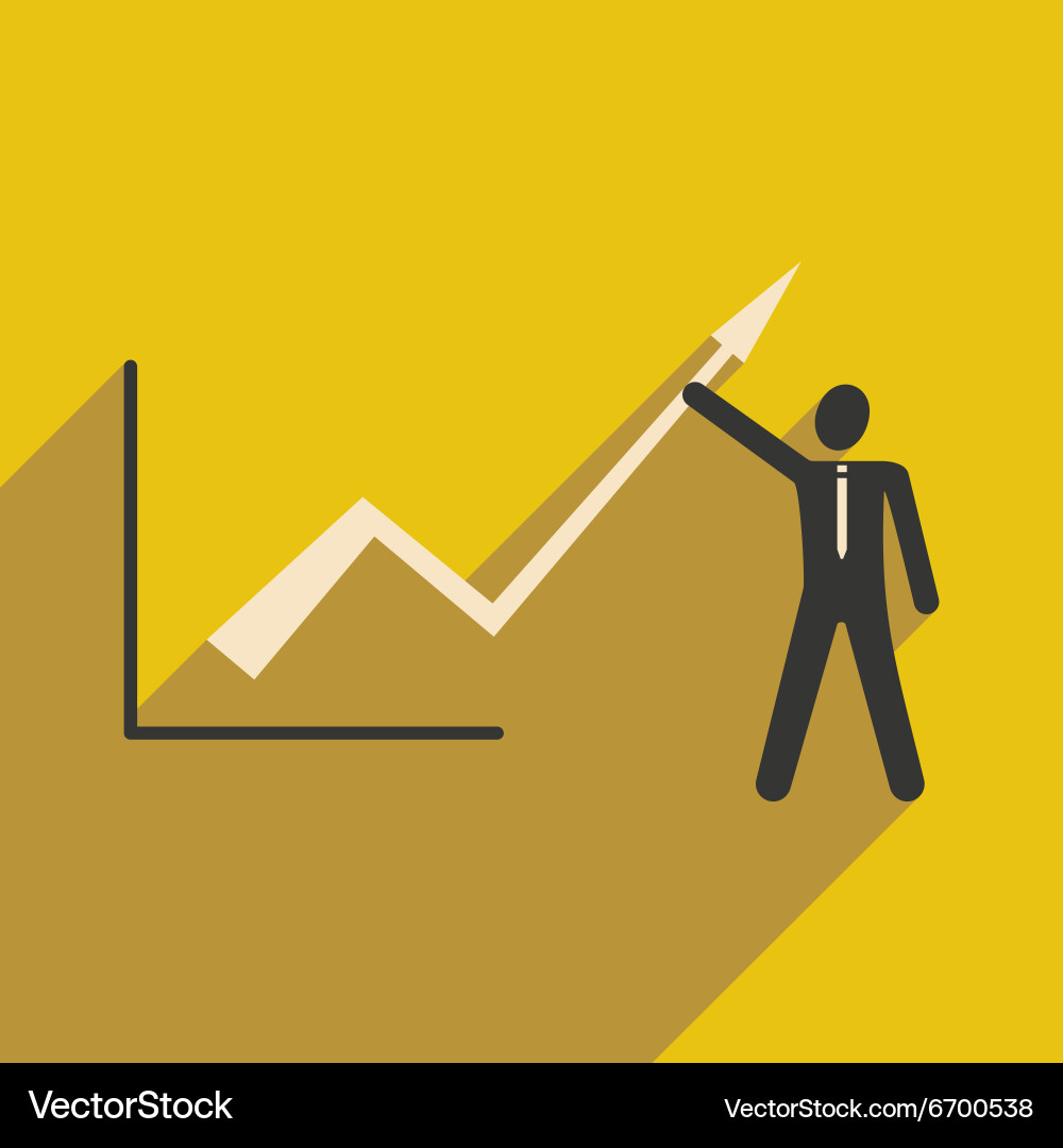 Modern flat icon with shadow man and graph vector image