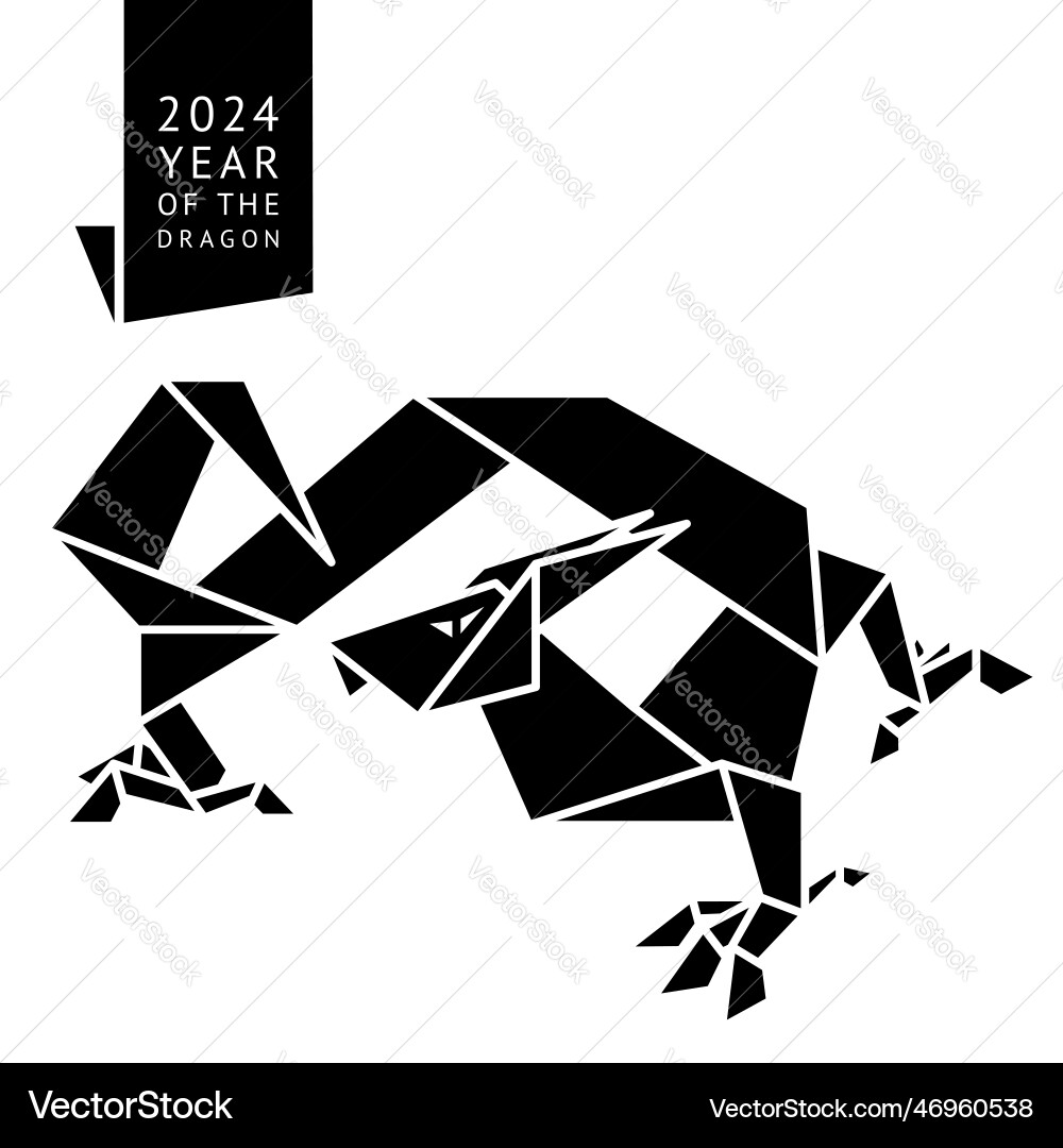 Origami paper dragon 2024 new years greetings card Origami paper dragon 2024 new years greetings card vector image