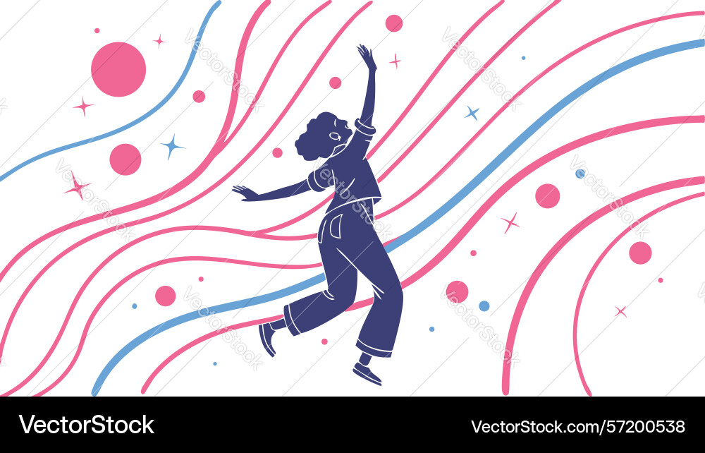 Person reaching up with dynamic lines symbolizing Vector Image