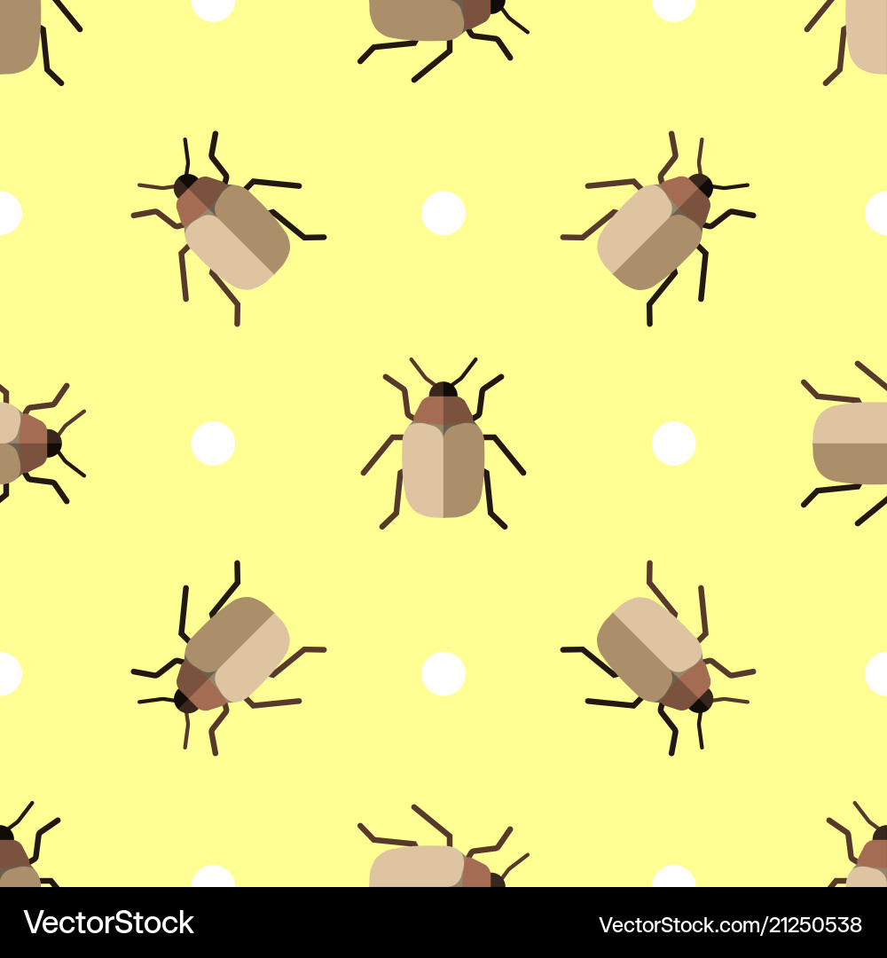 Seamless pattern with beatles and circles Vector Image
