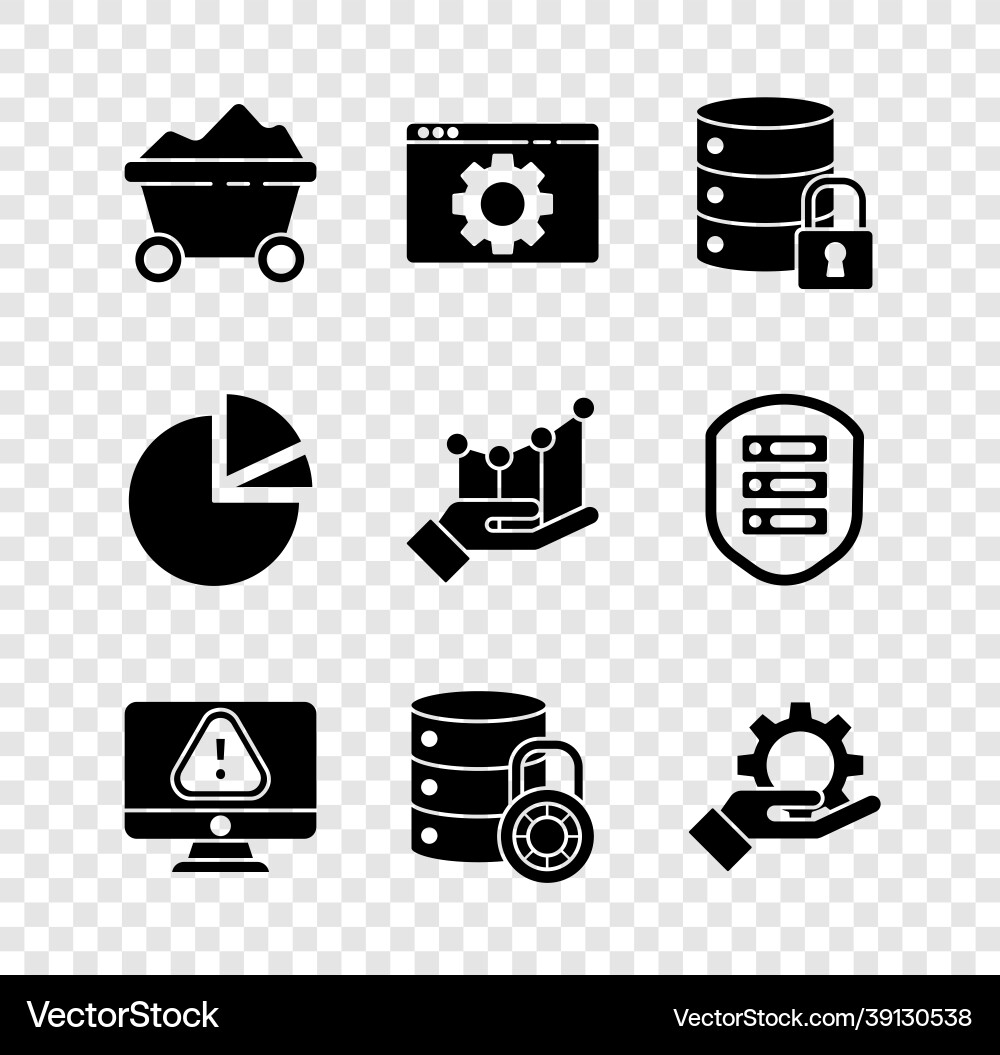 Set coal mine trolley browser setting server Set coal mine trolley browser setting server vector image