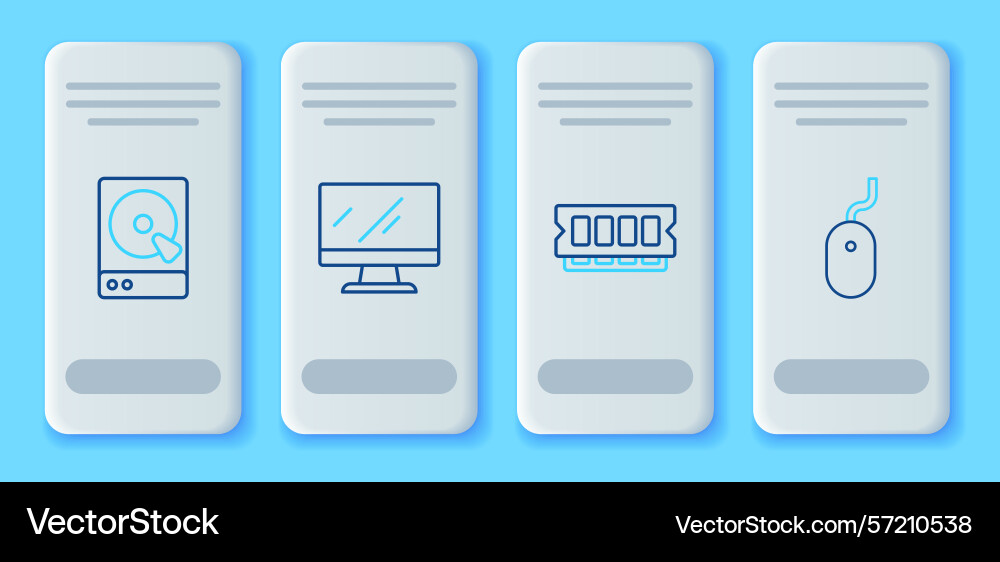 Set line computer monitor screen ram random Set line computer monitor screen ram random vector image