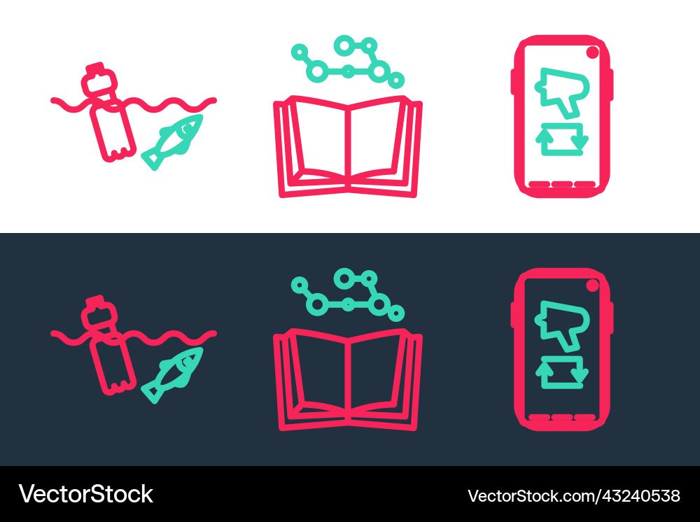 Set line megaphone on mobile problem pollution Vector Image