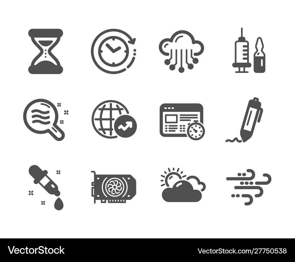 Set science icons such as web timer windy Set science icons such as web timer windy vector image