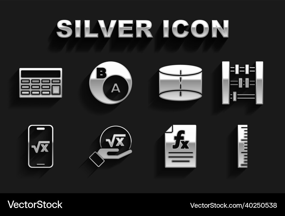 Set square root of x glyph abacus ruler Set square root of x glyph abacus ruler vector image