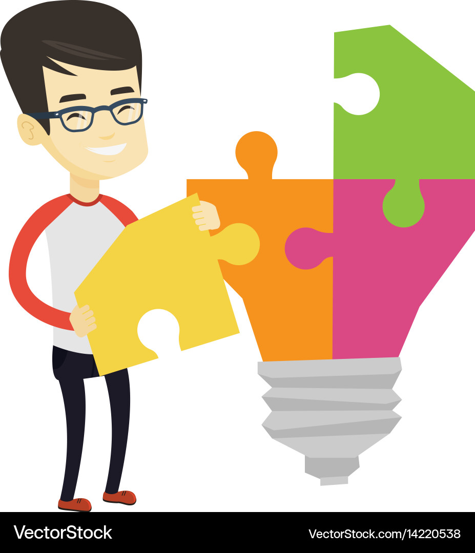 Student with idea lightbulb Vector Image