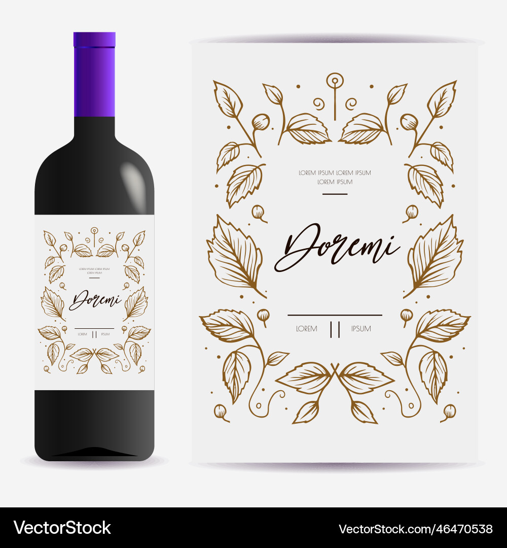 Vine Flasche Etikett hand zeichnen Blätter Dekoration Vine Flasche Etikett hand zeichnen Blätter Dekoration vektorbild