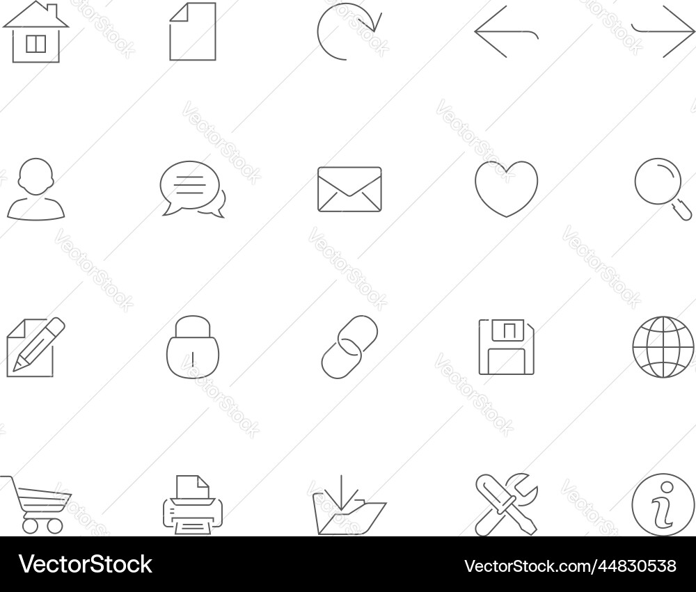 Website thin line interface icon set vector image