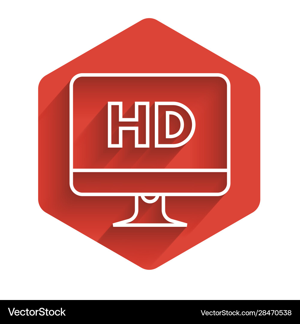 White line computer pc monitor display with hd Vector Image