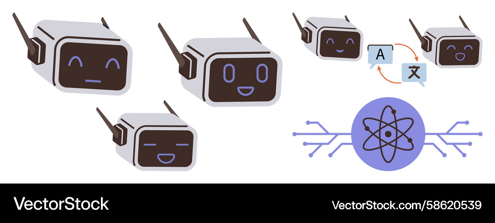 AI Chatbots with Expressive Faces Vector Image