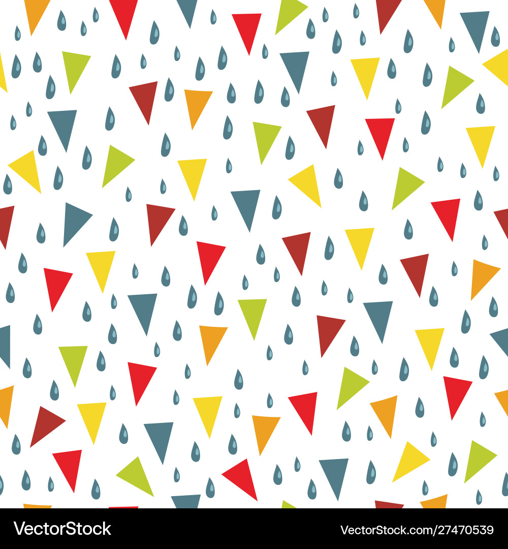 Bright seamless pattern with triangles and drops Vector Image