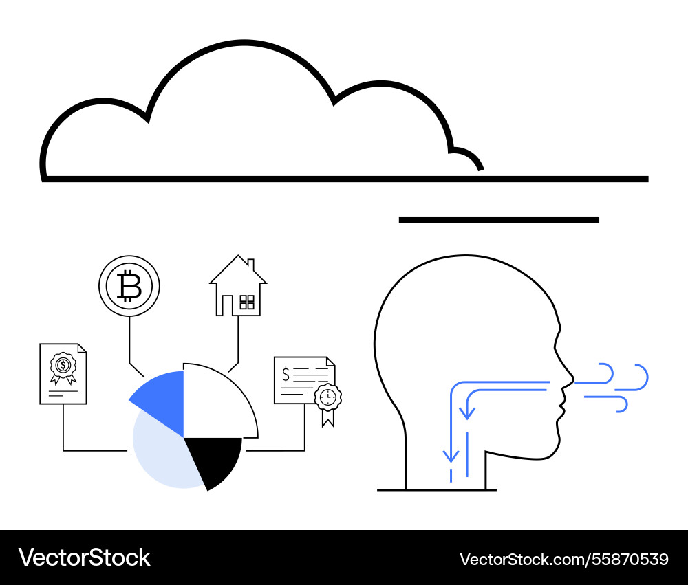 Cloud-based insights bridging blockchain property Cloud-based insights bridging blockchain property vector image