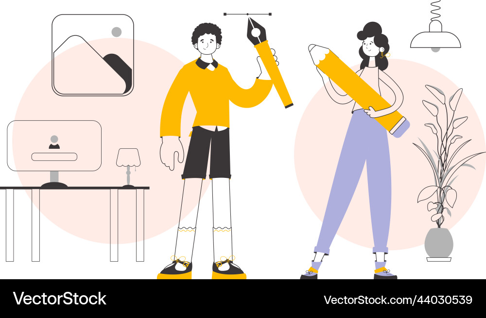 Design team linear style Design team linear style vector image