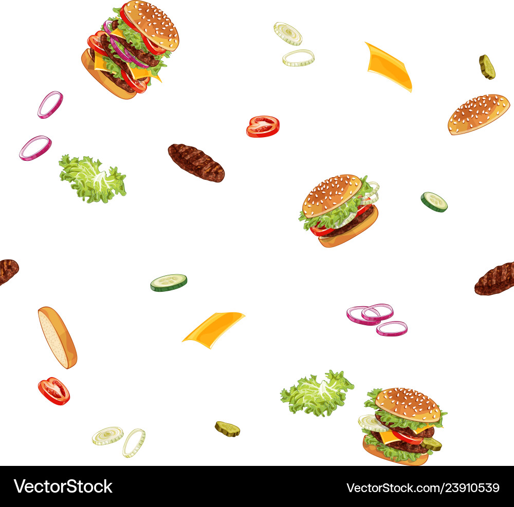 Exploded Burger Pattern vector image