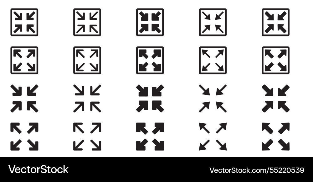 Full screen and exit icon set Full screen and exit icon set vector image