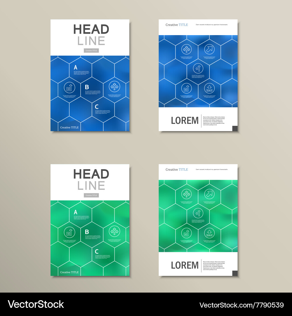 Geometric hexagon pattern design set Vector Image